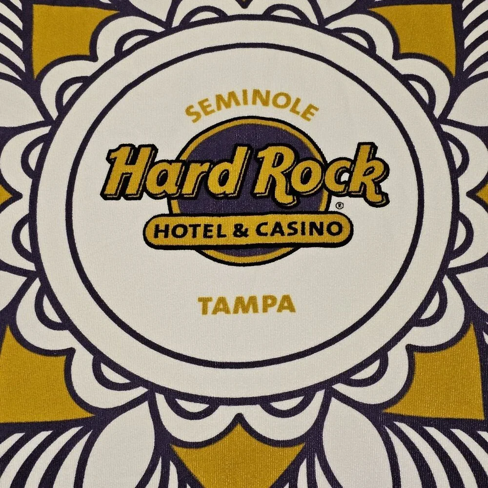 Seminole Hard Rock Hotel Casino Tampa Pool Beach Towel Round Fringe Purple Gold